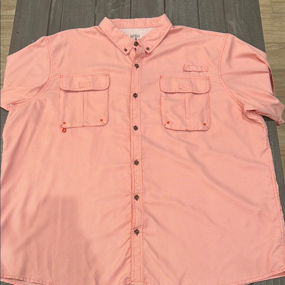 Red Head Salmon/Peach/Coral Casual Button Down Shirt Relaxed Fit